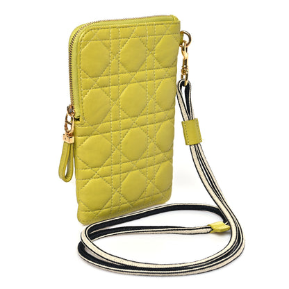 Christian Dior Supple Calfskin Cannage Caro Multifunctional Pouch Lime 3 of 9