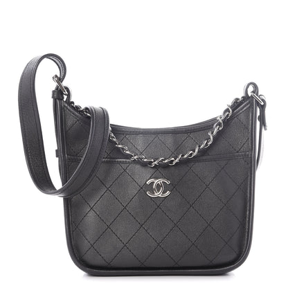 Chanel Calfskin Quilted Jungle Stroll Hobo Bag Black 1 of 9