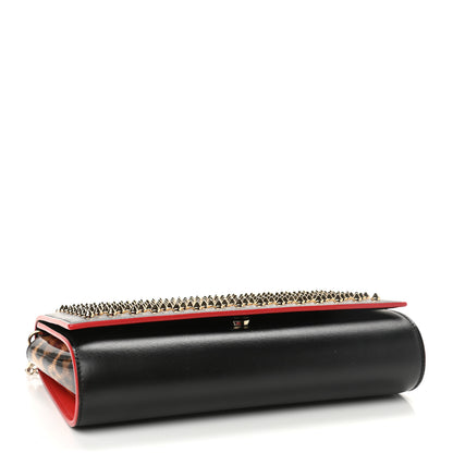 Christian Louboutin Calfskin Patent Leopard Spikes Paloma Clutch Black 4 of 9