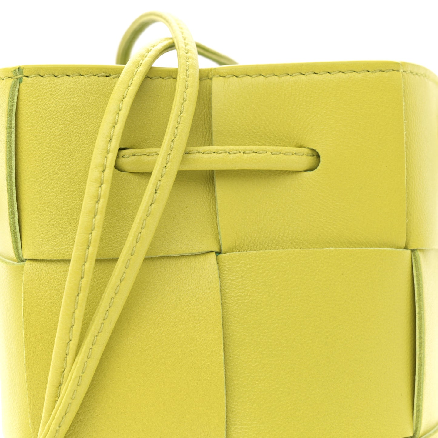 Nappa Maxi Intrecciato Mini Cassette Bucket Bag Kiwi