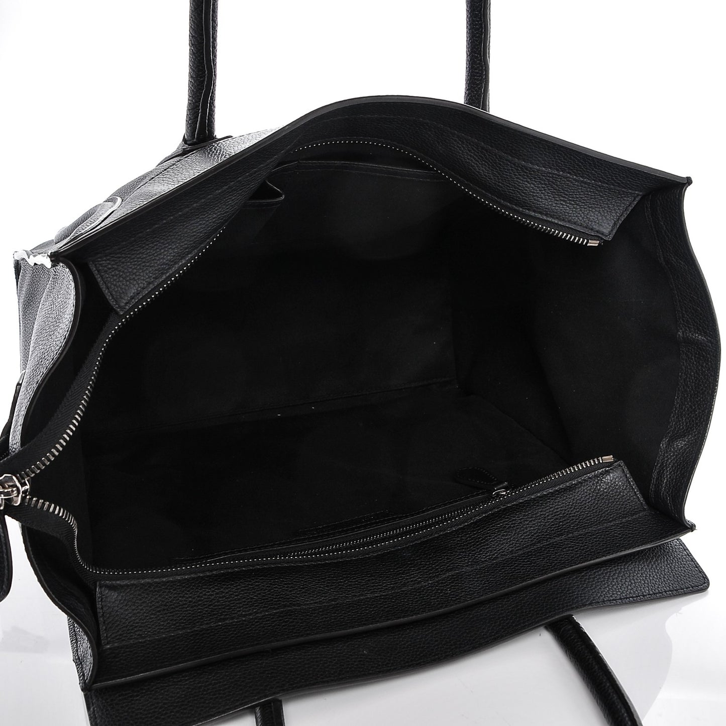 Drummed Calfskin Shoulder Luggage Black