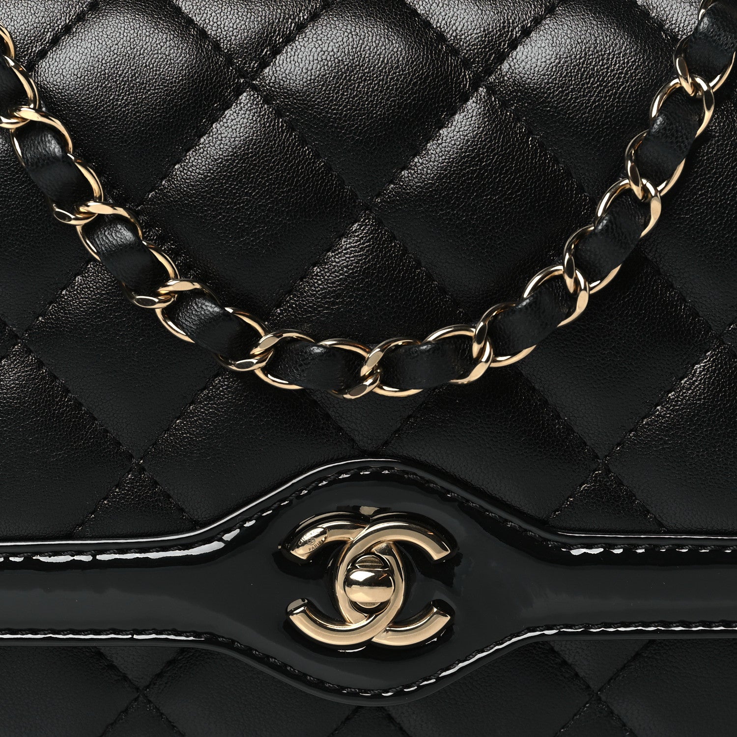 Chanel Lambskin Patent Calfskin Quilted Small Flap Bag Black 8 of 11