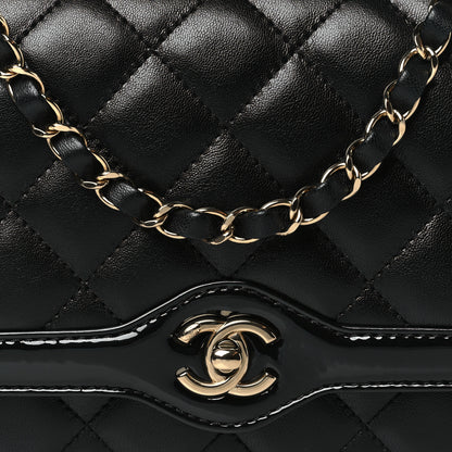 Chanel Lambskin Patent Calfskin Quilted Small Flap Bag Black 8 of 11
