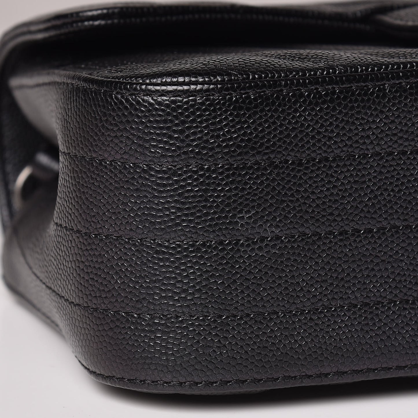 Iridescent Caviar Chevron Quilted Mini Rectangular Flap Black