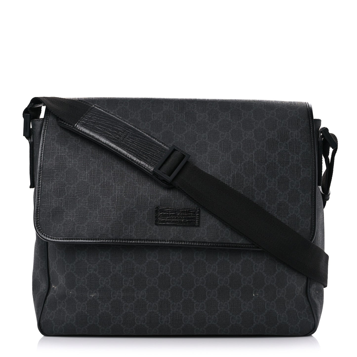 GG Plus Monogram Medium Flap Messenger Bag Black