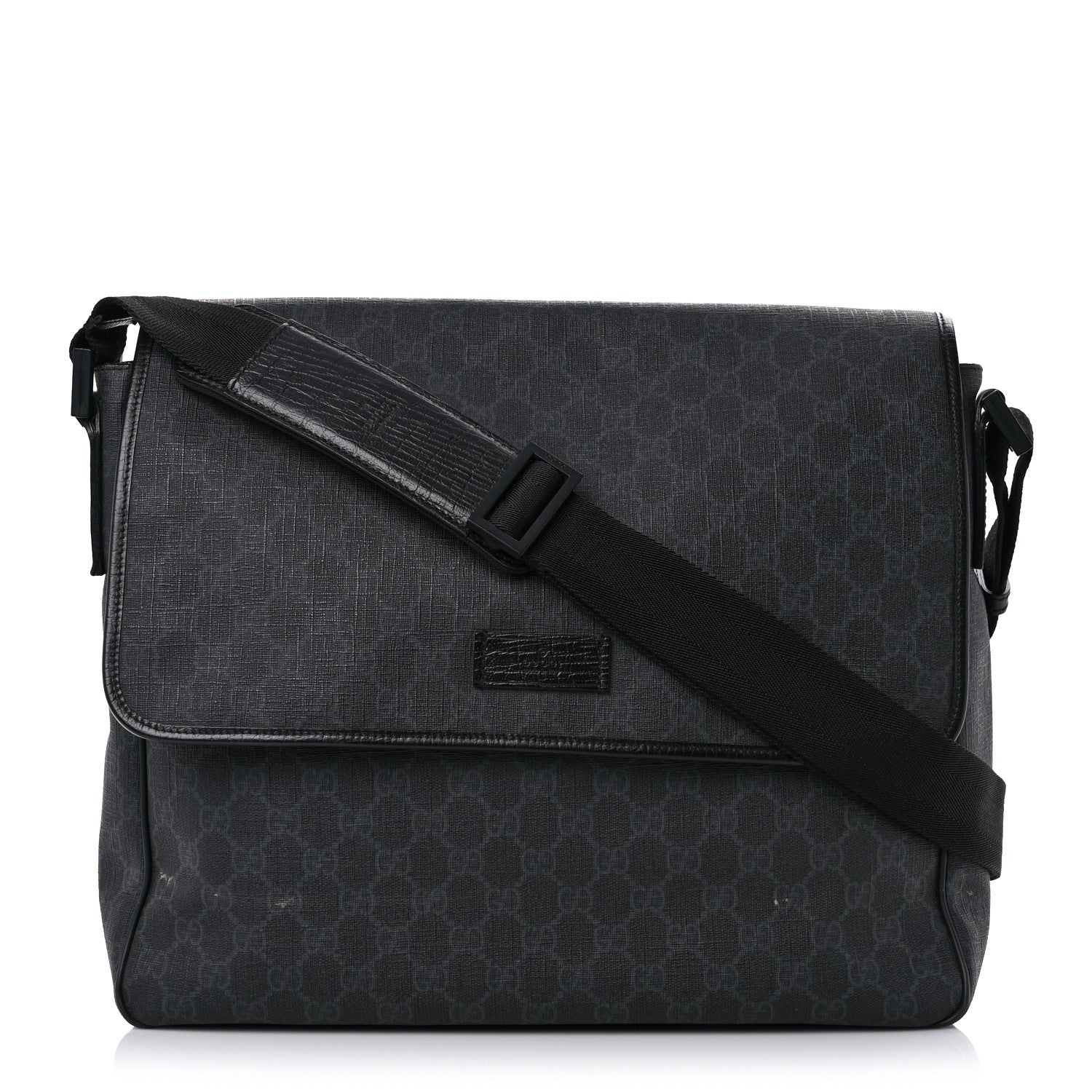 Gucci GG Plus Monogram Medium Flap Messenger Bag Black 1 of 17
