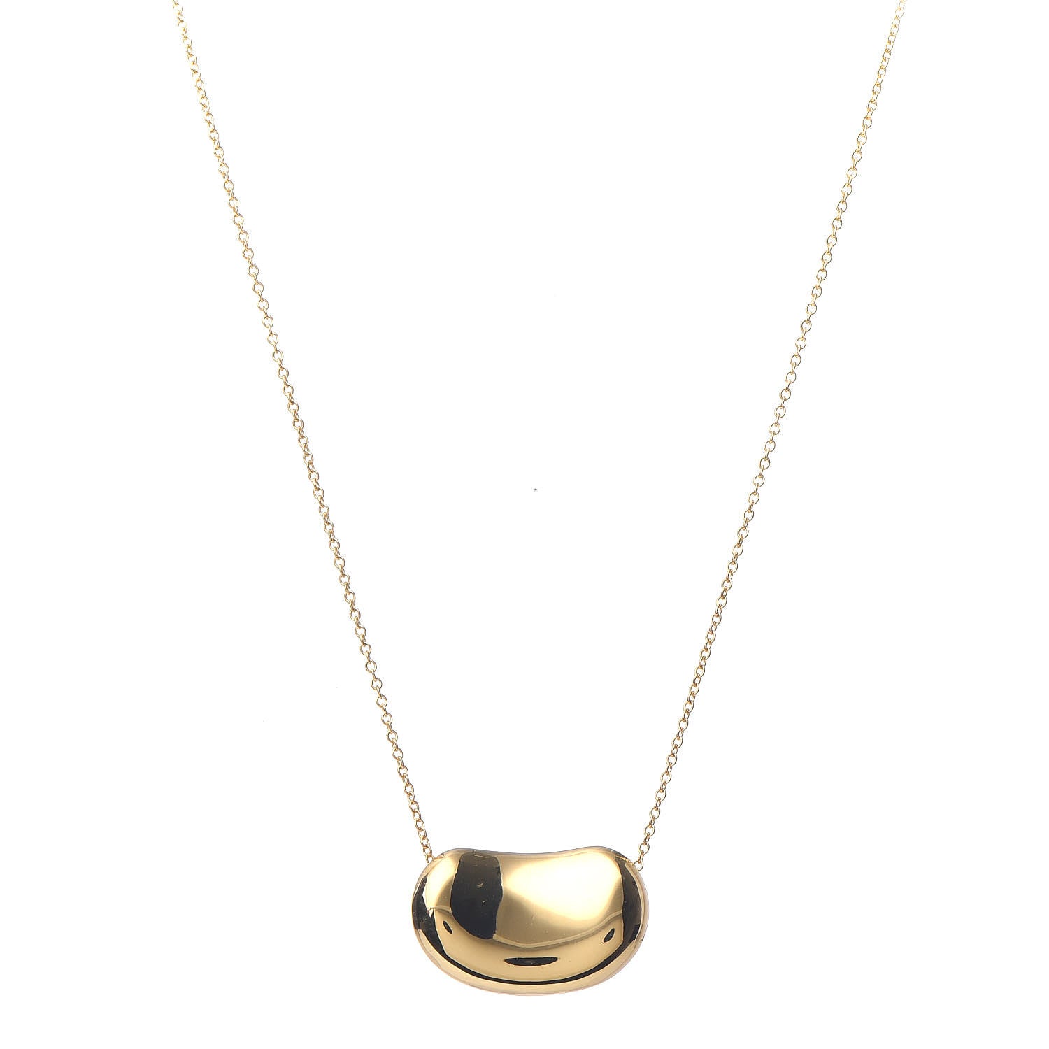 Tiffany 18K Yellow Gold 20mm Elsa Peretti Bean Pendant Necklace 1 of 7