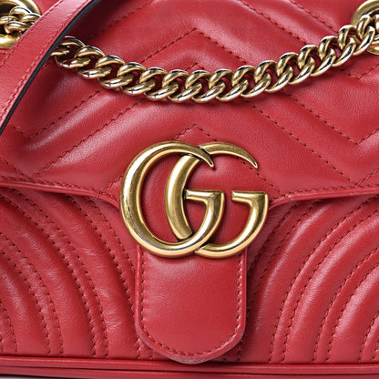 Gucci Calfskin Matelasse Mini GG Marmont Shoulder Bag Hibiscus Red 15 of 19