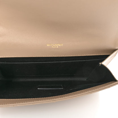 Saint Laurent Grain De Poudre Textured Mixed Matelasse Triquilt Monogram Clutch Dark Beige 5 of 7