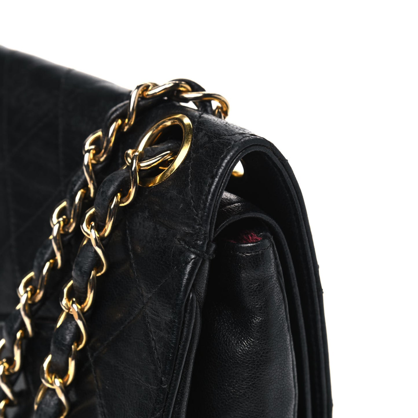Lambskin Quilted Medium Double Flap Black