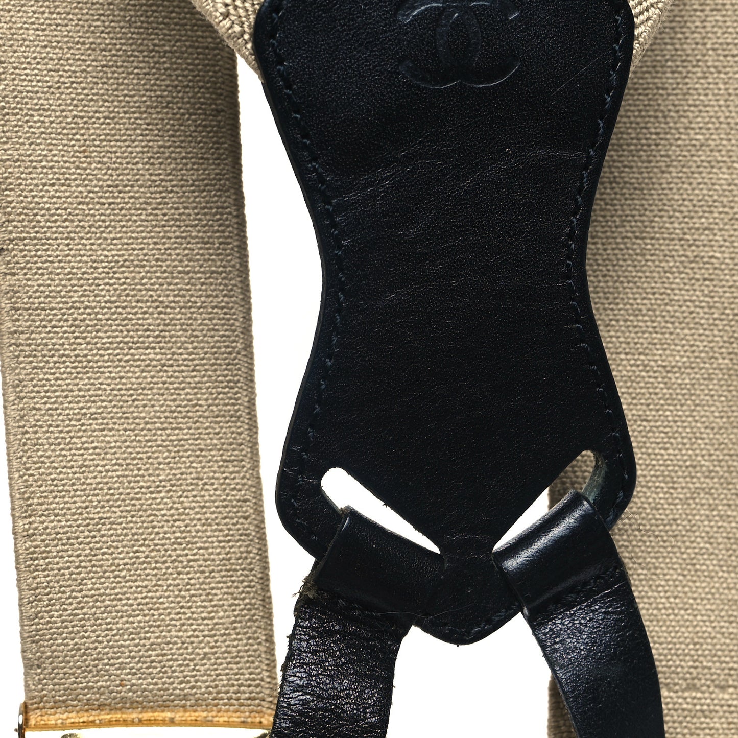 Elastic Logo Suspenders Beige Black