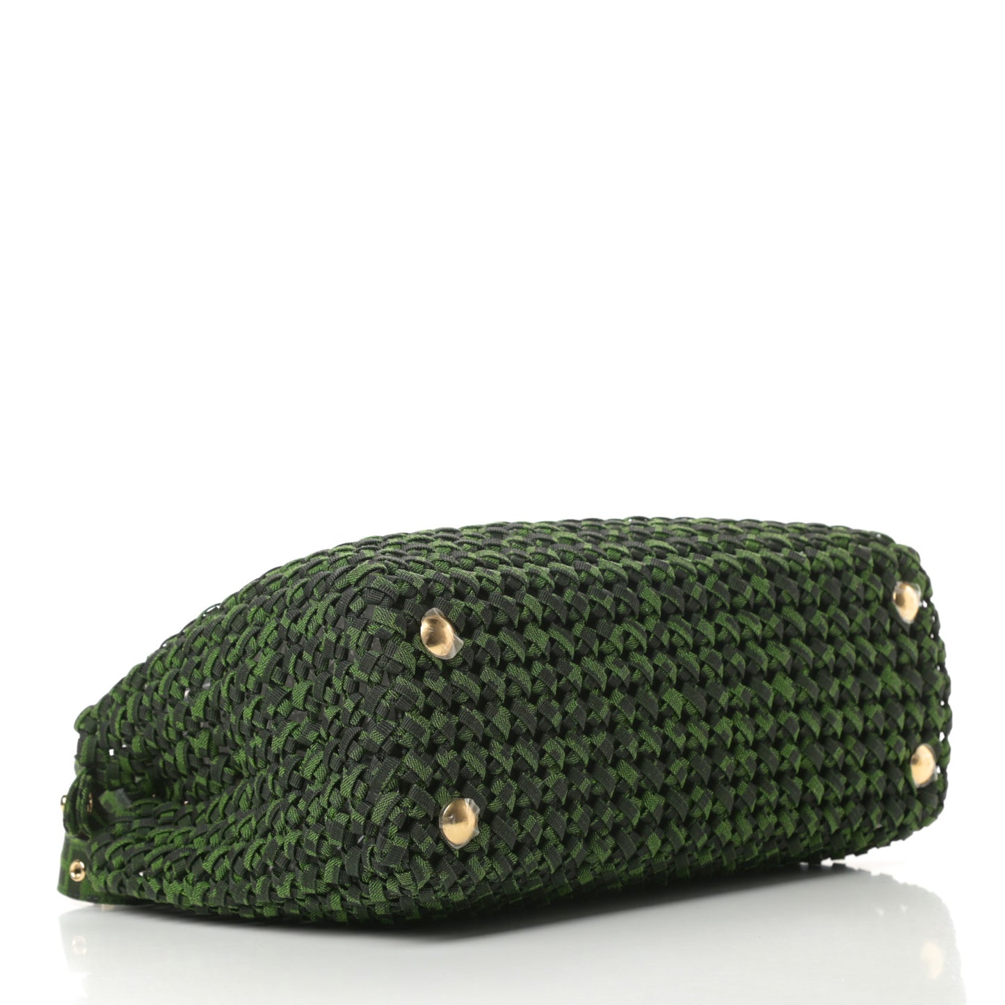 Fabric Jacquard FF 1974 Woven Knotted Medium Peekaboo Iconic Satchel Verde Black