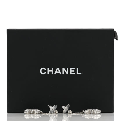 Chanel Baguette Crystal CC Drop Earrings Silver 4 of 4