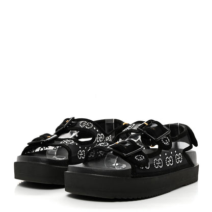 Gucci Tela Retino Kid Scamosciato Crystal GG Monogram Womens Dad Sandals 39 Black 3 of 8