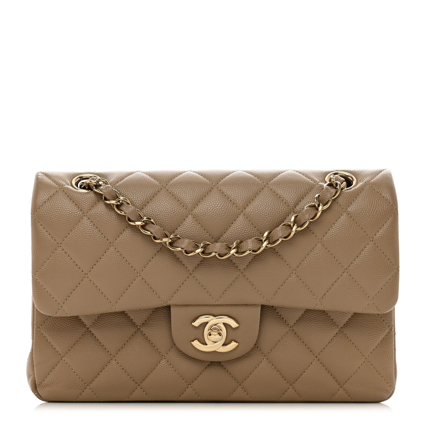 Chanel Caviar Quilted Small Double Flap Dark Beige 1 of 13