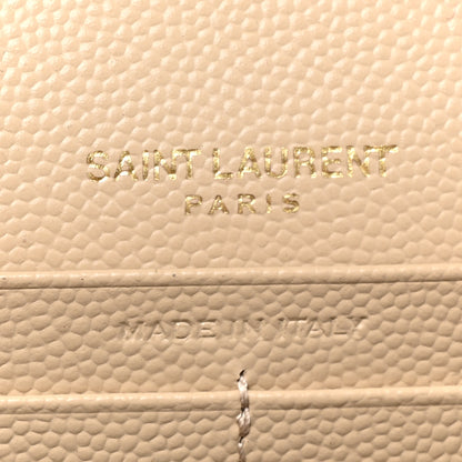 Saint Laurent Grain De Poudre Matelasse Chevron Monogram Chain Wallet Dark Beige 9 of 17