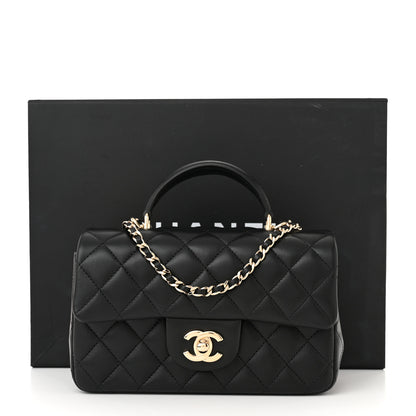 Chanel Lambskin Quilted Mini Top Handle Rectangular Flap Black 11 of 11