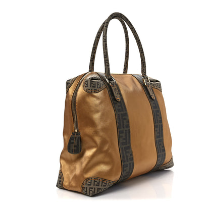 Fendi Zucca Zucchino Spalmati Large B Mix Gold Mogano Panna 3 of 12