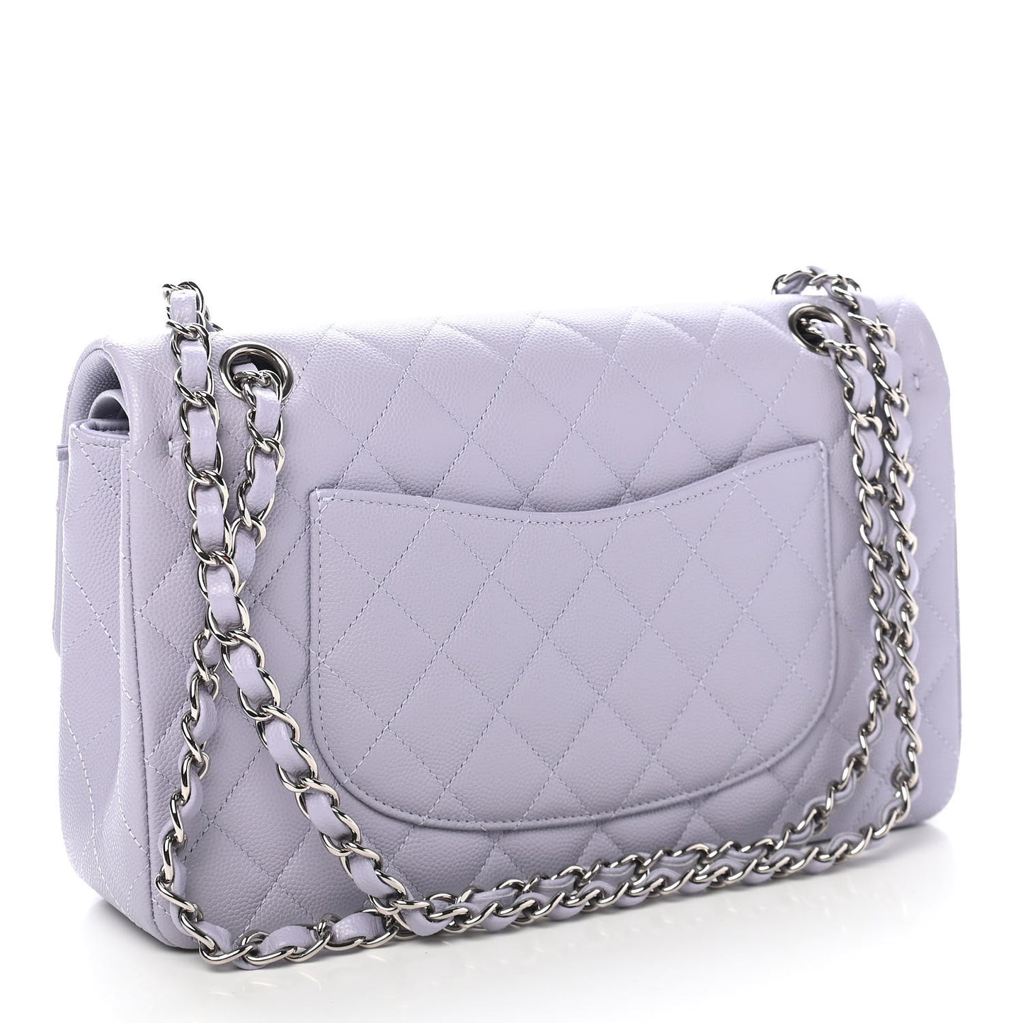 Caviar Quilted Medium Double Flap Light Purple