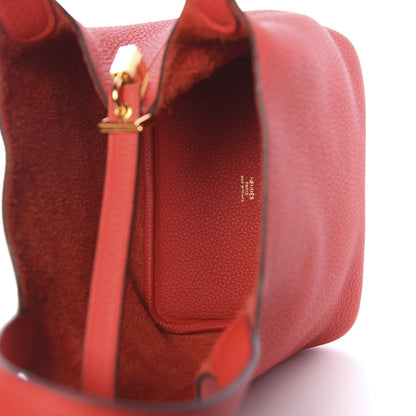Hermes Taurillon Clemence Picotin Lock 18 PM Rouge Tomate 5 of 11