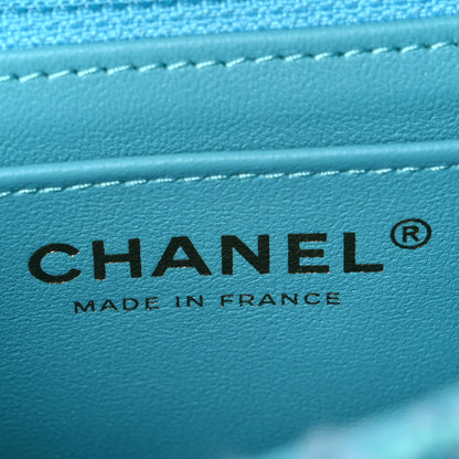 Chanel Wool Tweed Quilted Mini Rectangular Flap Turquoise Light Blue 6 of 10
