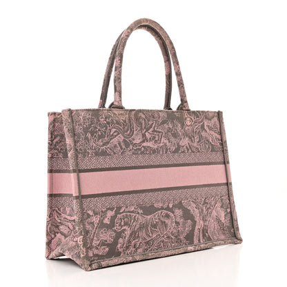 Christian Dior Canvas Embroidered Medium Dioriviera Toile De Jouy Book Tote Pink Grey 3 of 10