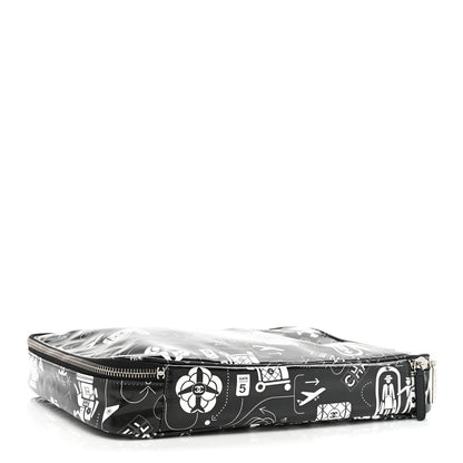 Chanel Coated Canvas Airline Cosmetic Travel Bag Black White 3 of 7