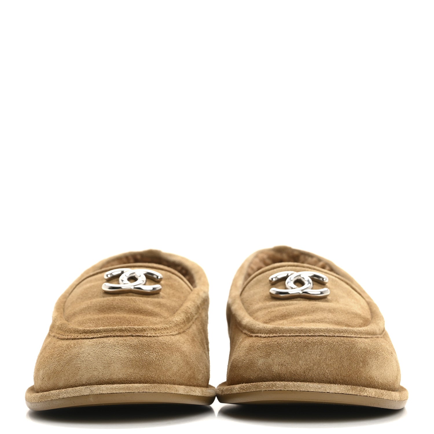 Chanel Suede Calfskin CC Loafers 38 Dark Beige 3 of 10