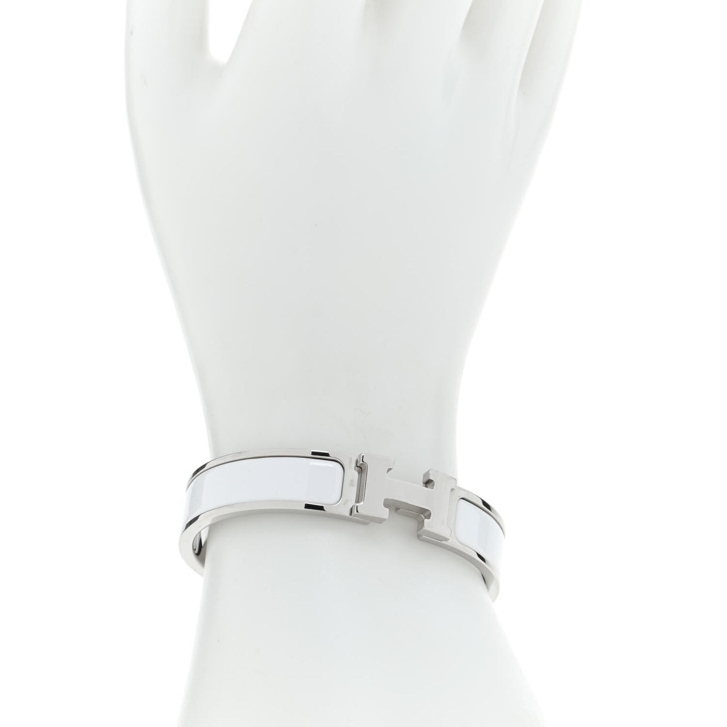 Enamel Narrow Clic Clac H Bracelet PM White