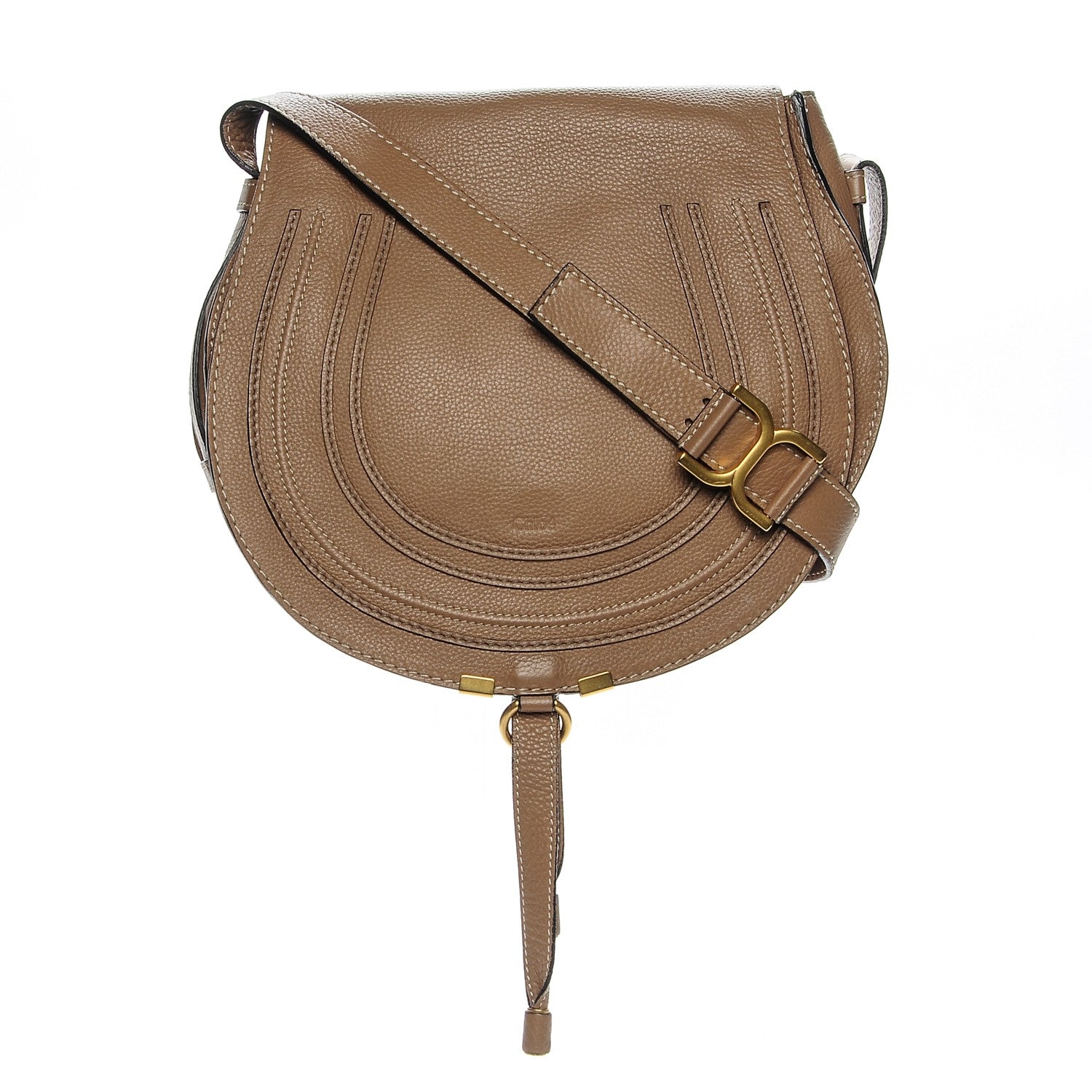 Chloe Calfskin Medium Marcie Round Crossbody Bag Nut 1 of 8
