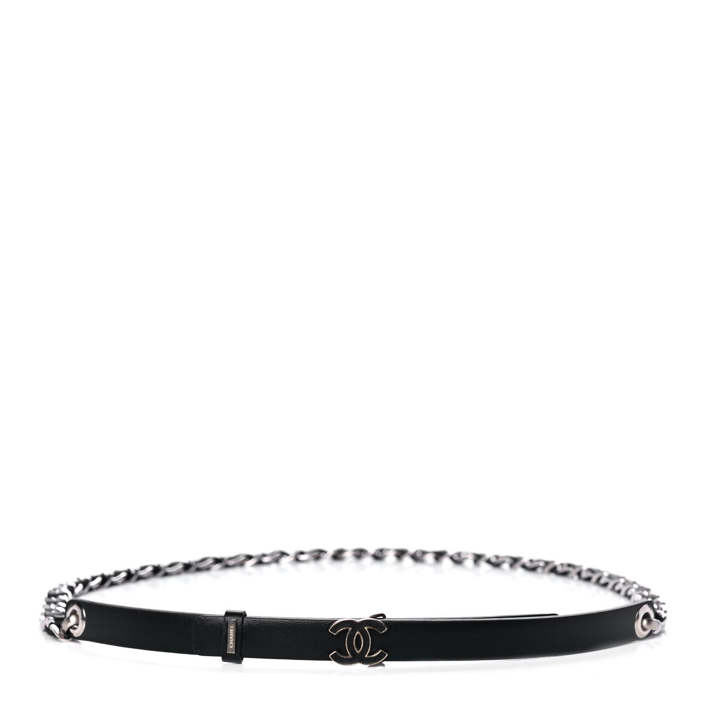 Lambskin CC Chain Belt 85 34 Black Silver
