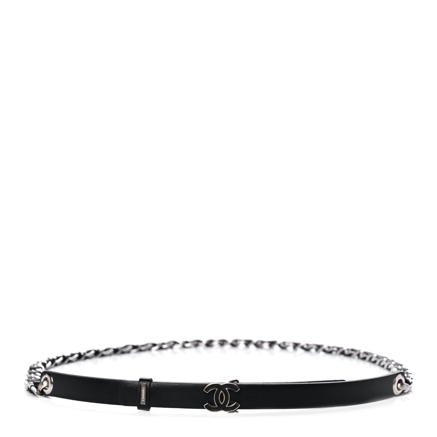 Chanel Lambskin CC Chain Belt 85 34 Black Silver 1 of 7
