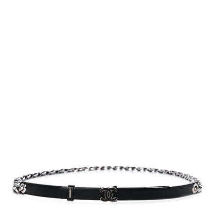 Chanel Lambskin CC Chain Belt 85 34 Black Silver 1 of 7