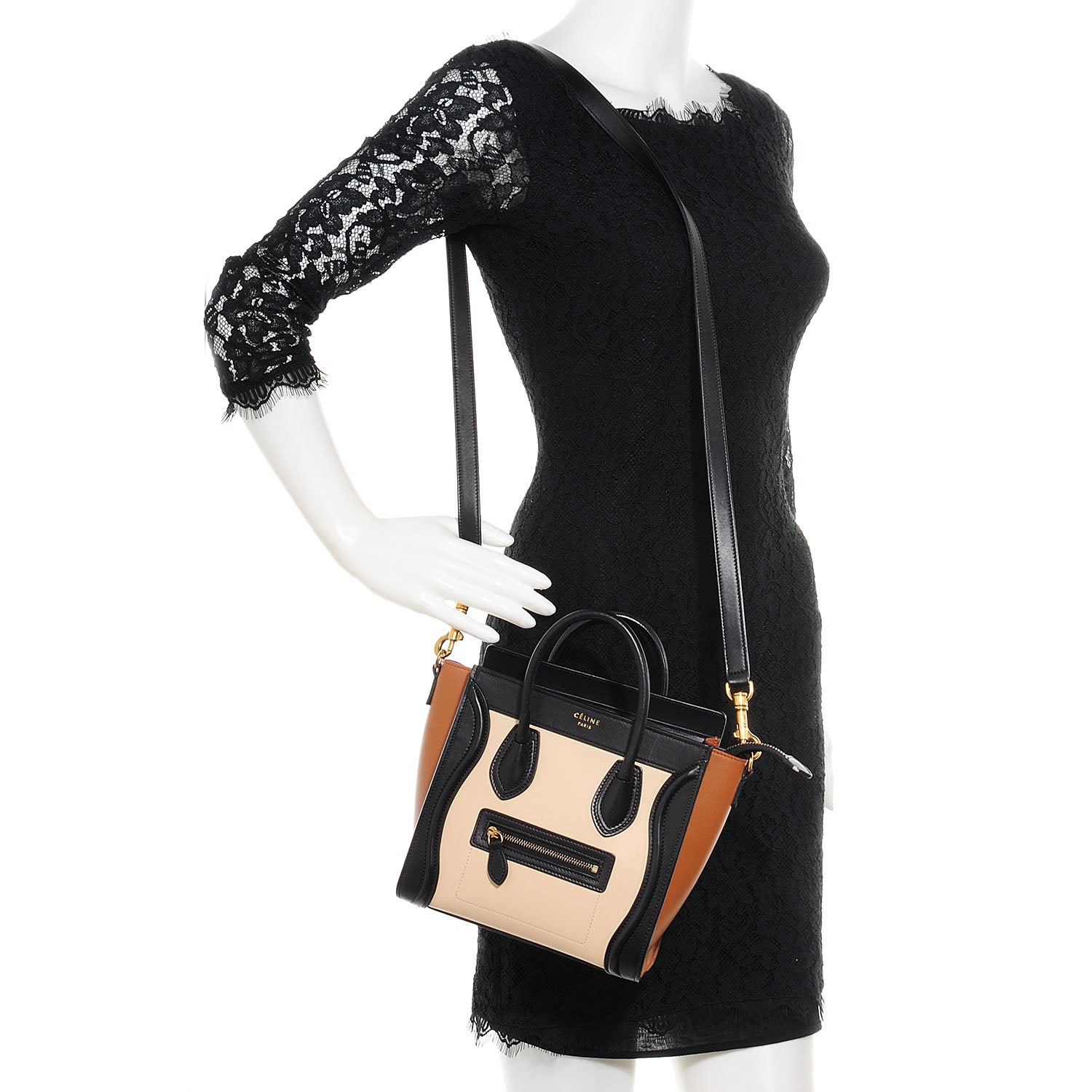 Celine Satin Calfskin Nano Tri-Color Luggage Seashell 2 of 10