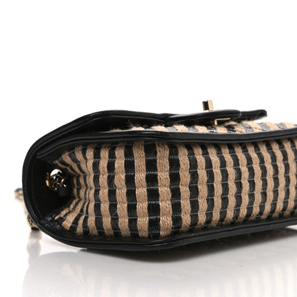 Chanel Raffia Jute Striped Small Urban Jungle Single Flap Black Beige 9 of 10