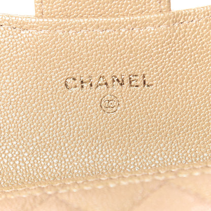 Chanel Iridescent Caviar Quilted Flap Card Holder Beige 6 of 9