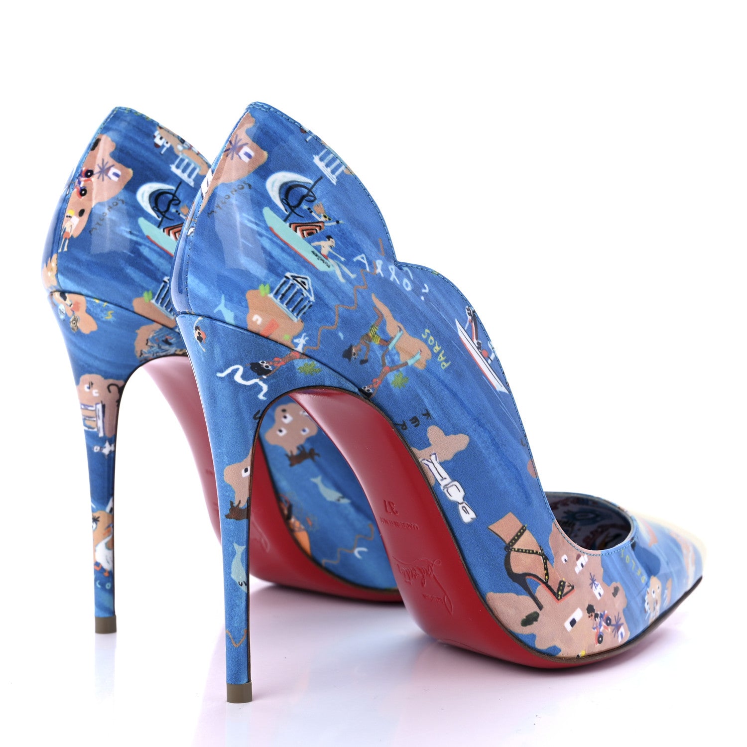 Christian Louboutin Patent Odissey Hot Chick 100 Pumps 37 Multicolor 4 of 7