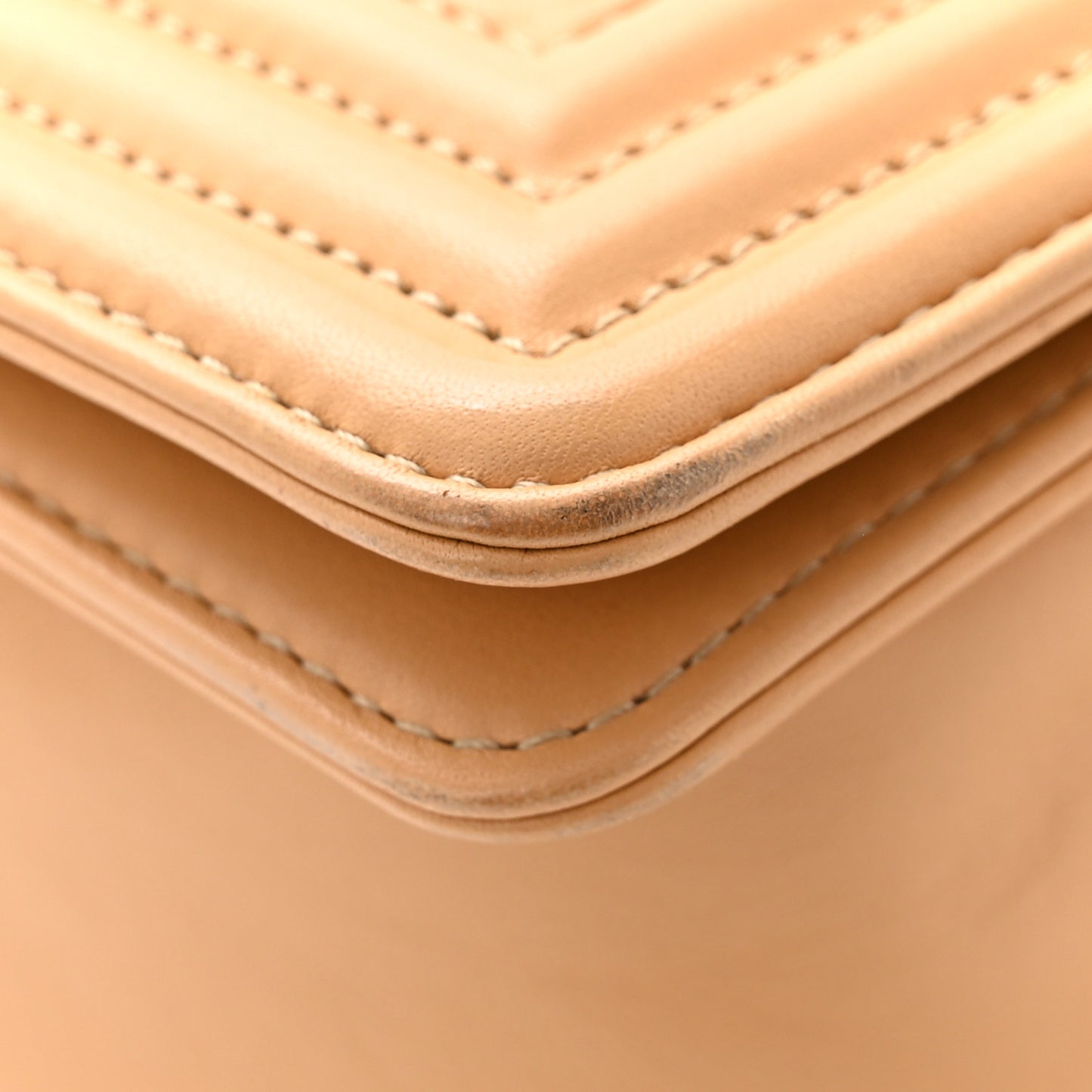 Lambskin Chevron Quilted Medium Boy Flap Beige