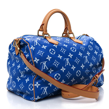 Louis Vuitton Calfskin Monogram Speedy P9 Bandouliere 40 Blue 4 of 11