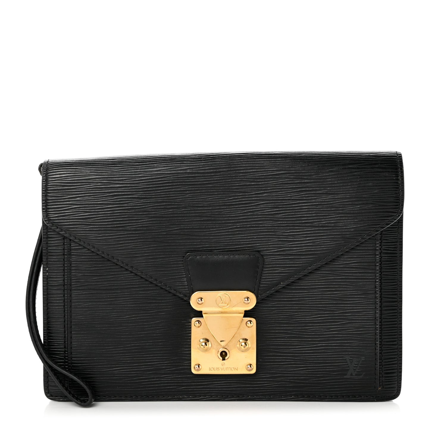 Epi Pochette Sellier Dragonne Clutch Black
