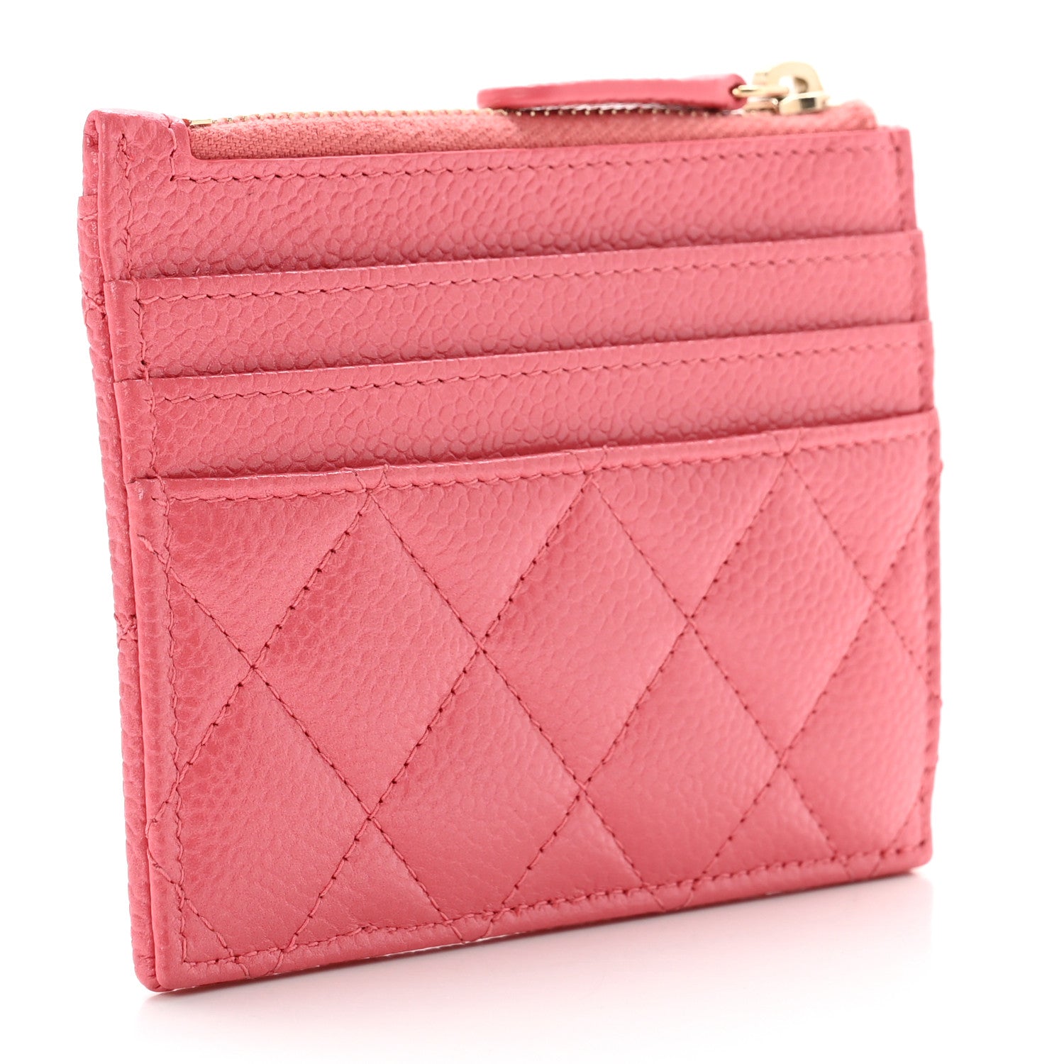 Chanel Metallic Caviar Quilted CC Zip Card Holder Pink 3 of 7