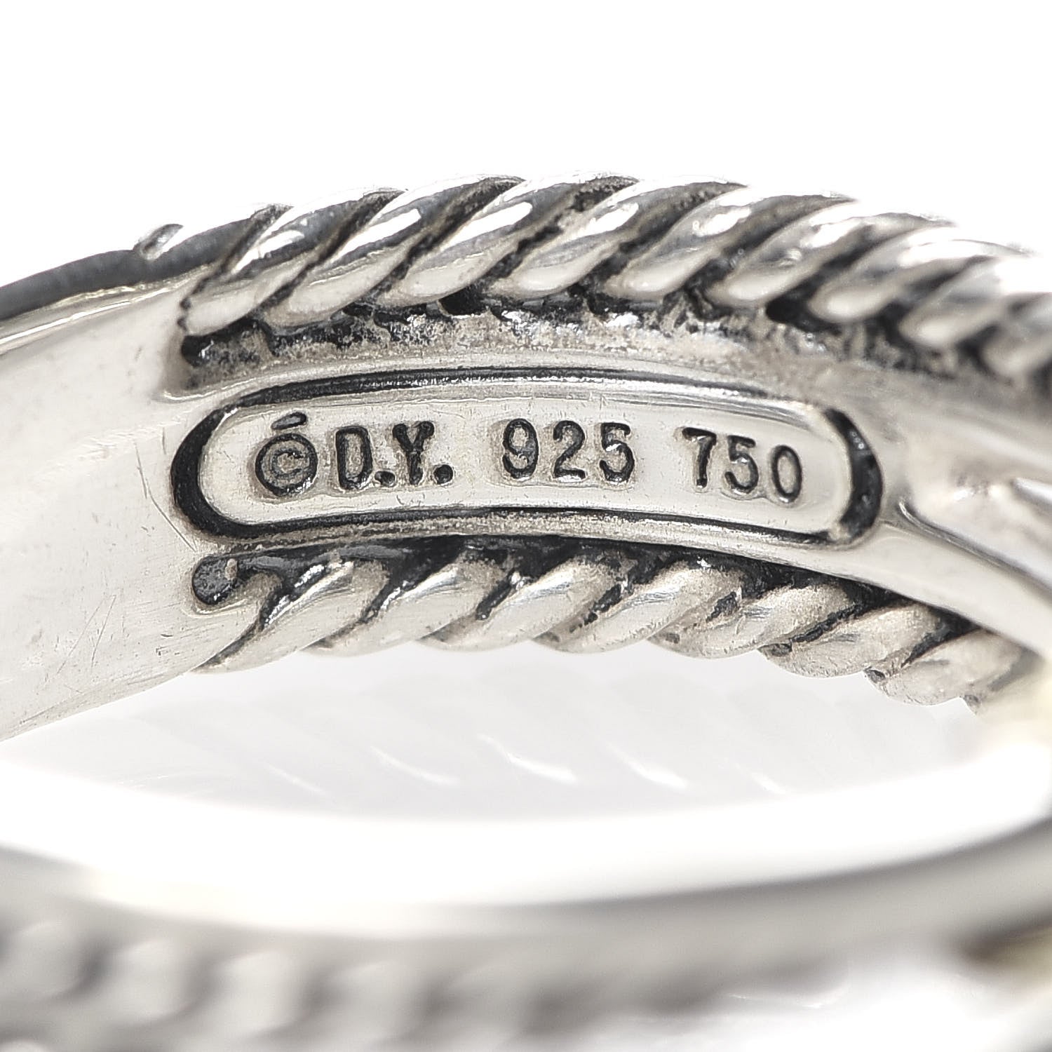 David Yurman Sterling Silver 18K Yellow Gold 6mm X Crossover Ring 53 6.5 5 of 5
