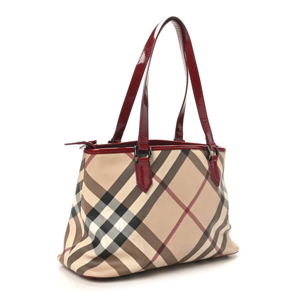 Burberry Nova Check Small Nickie Tote Raspberry 3 of 9