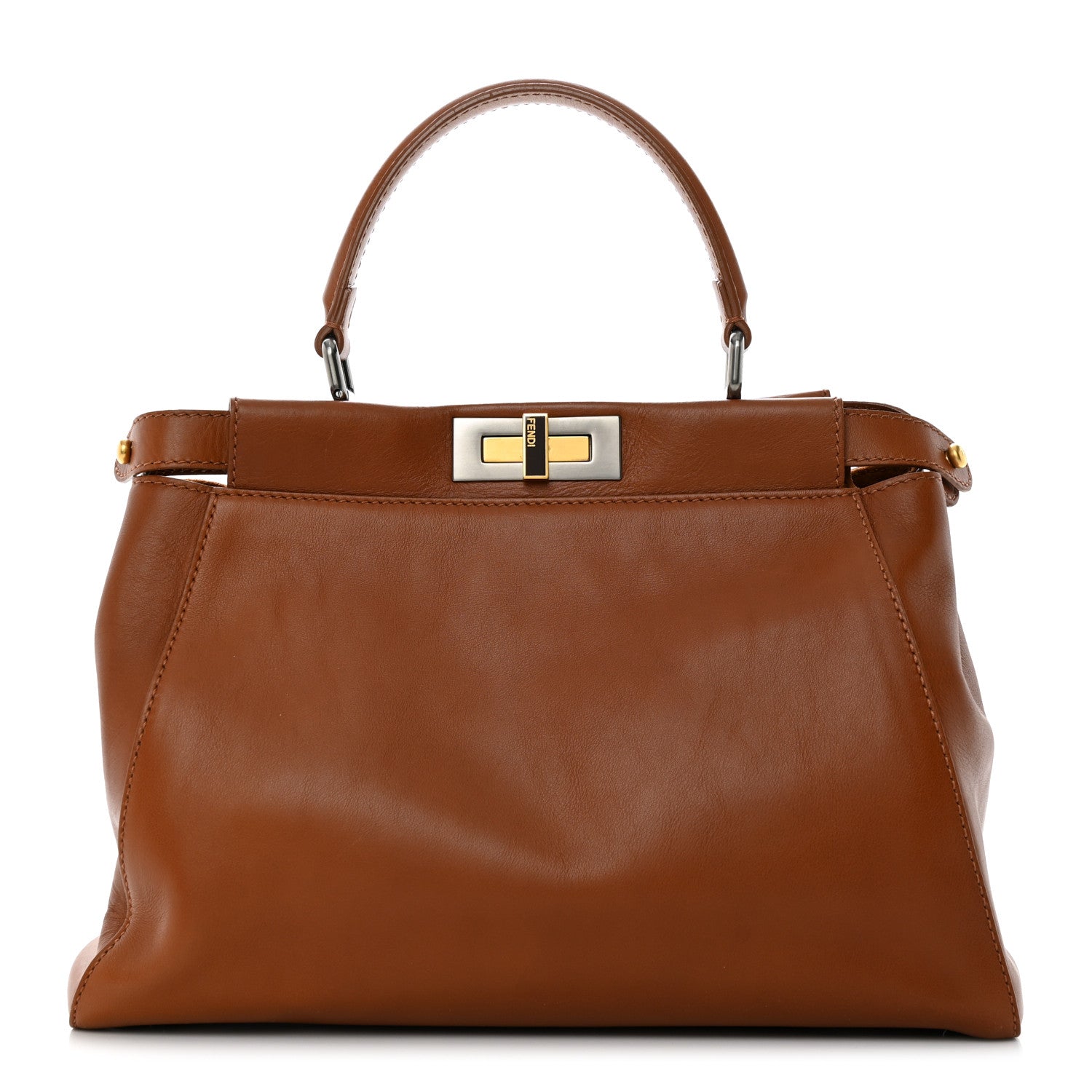 Fendi Vitello Suede Medium Peekaboo Iconic Satchel Cuoio Rame Moro 1 of 11