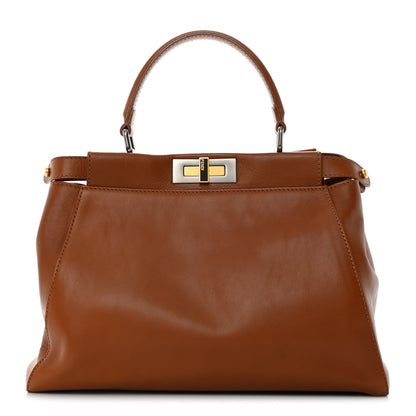 Fendi Vitello Suede Medium Peekaboo Iconic Satchel Cuoio Rame Moro 1 of 11