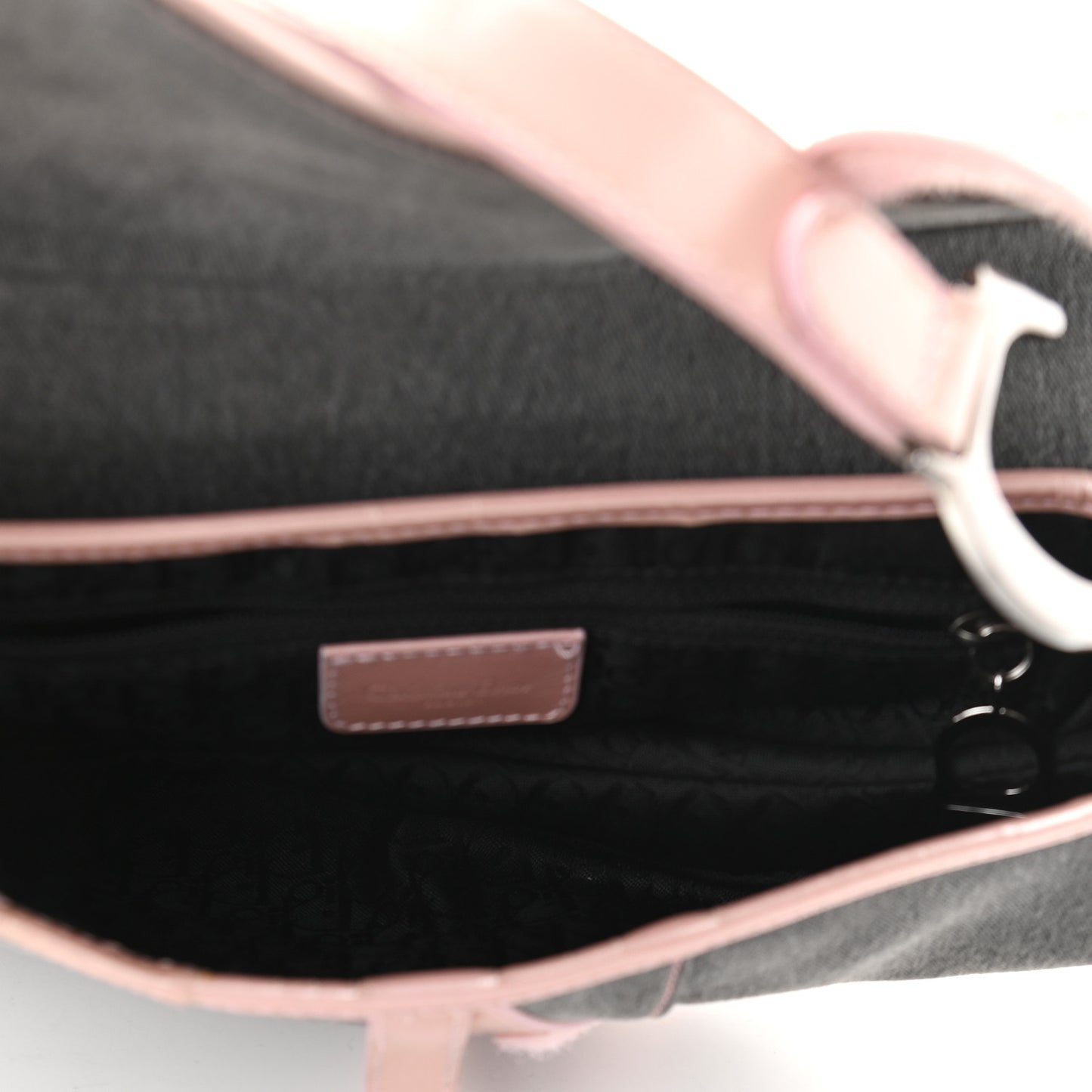 Patent Denim Jeans Saddle Bag Grey Pink