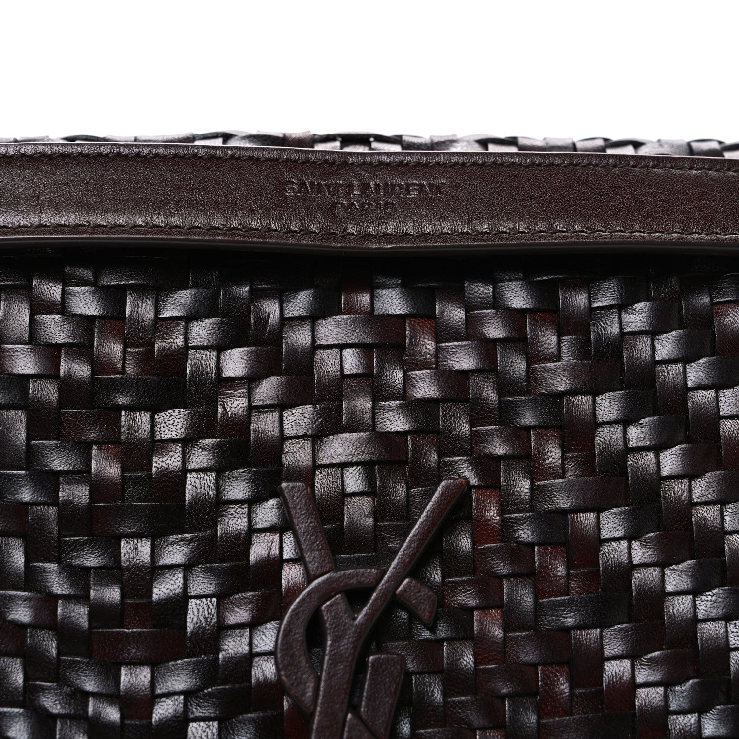 Saint Laurent Calfskin Woven Monogram Medium Niki Chain Satchel Burnt Brown 8 of 10