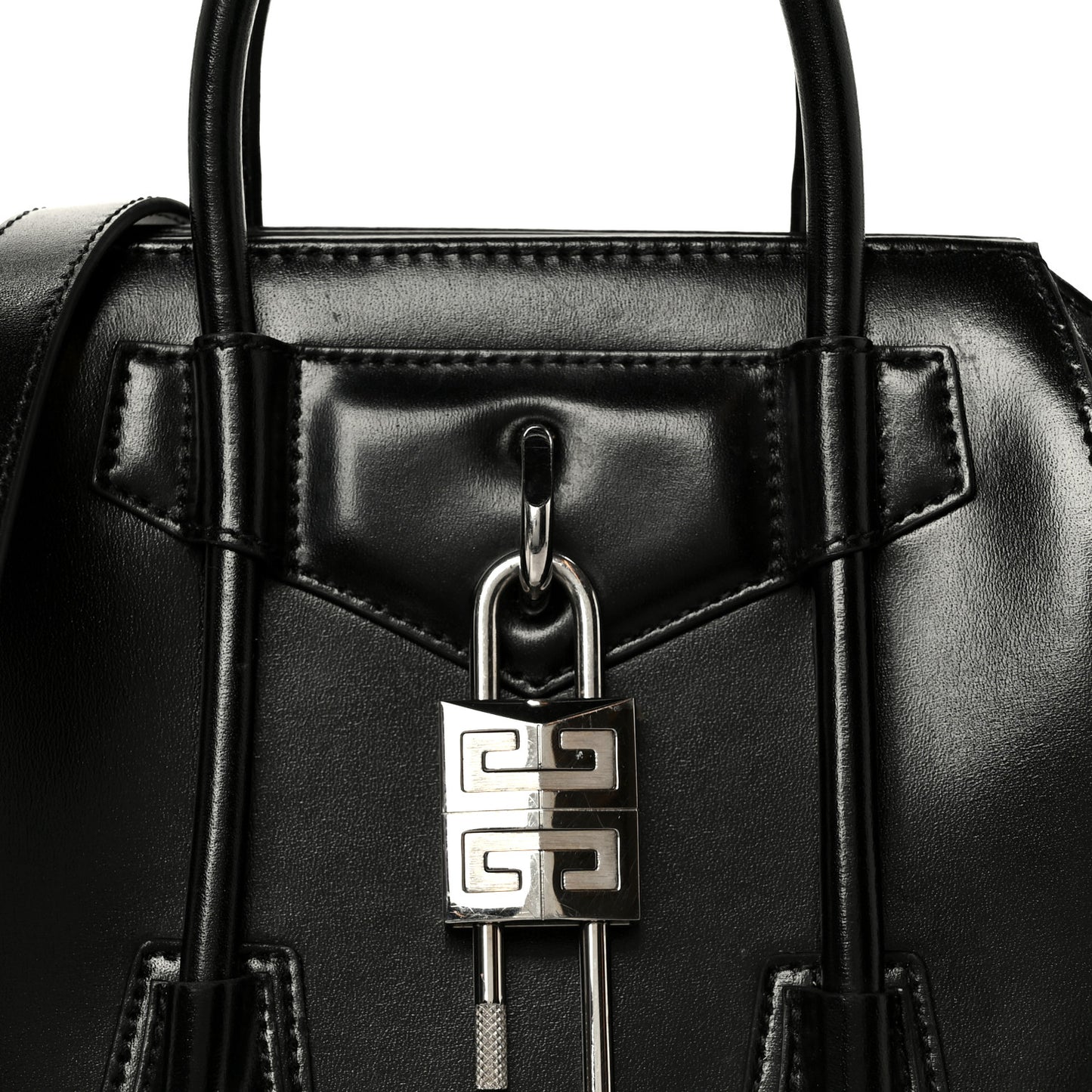 Box Calfskin Small Lock Antigona Shoulder Bag Black