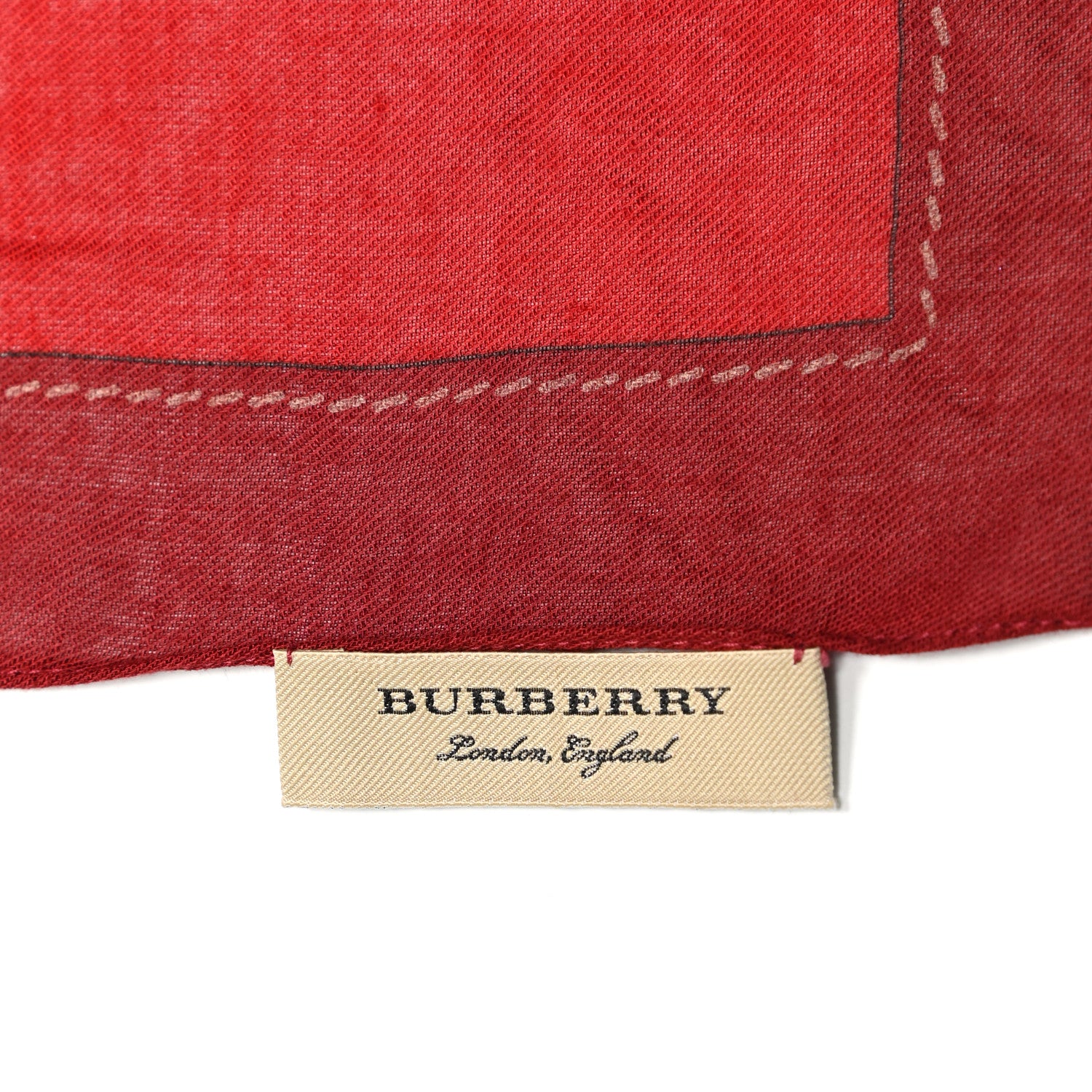 Burberry Modal Cashmere Haymarket Check Color Border Scarf Red 3 of 5