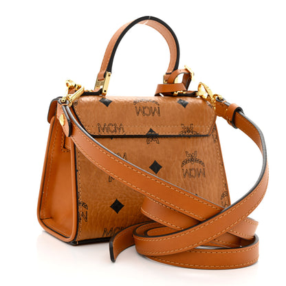 MCM Visetos X-Mini Heritage Top Handle Satchel Cognac 3 of 11